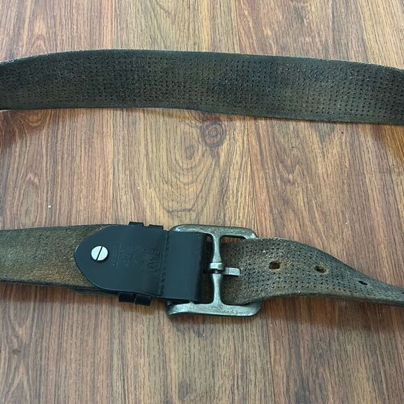 Bill Adler black men's leather belt size L rustic wide biker - Picture 7 of 7